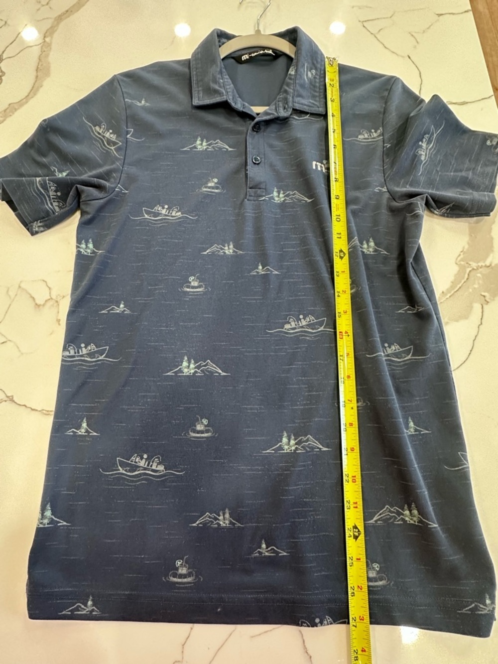 Travis Mathew Men's "Take A Whiff" Fishing & Lake Scene Polo - Size S - Picture 7 of 9